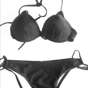 two piece black swimsuit